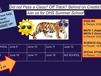 OHS Summer Classes Schedule