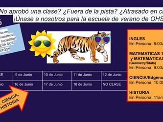 OHS Summer Classes Schedule