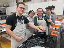 students in aprons
