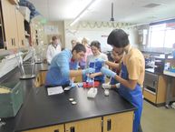 students doing an experiment